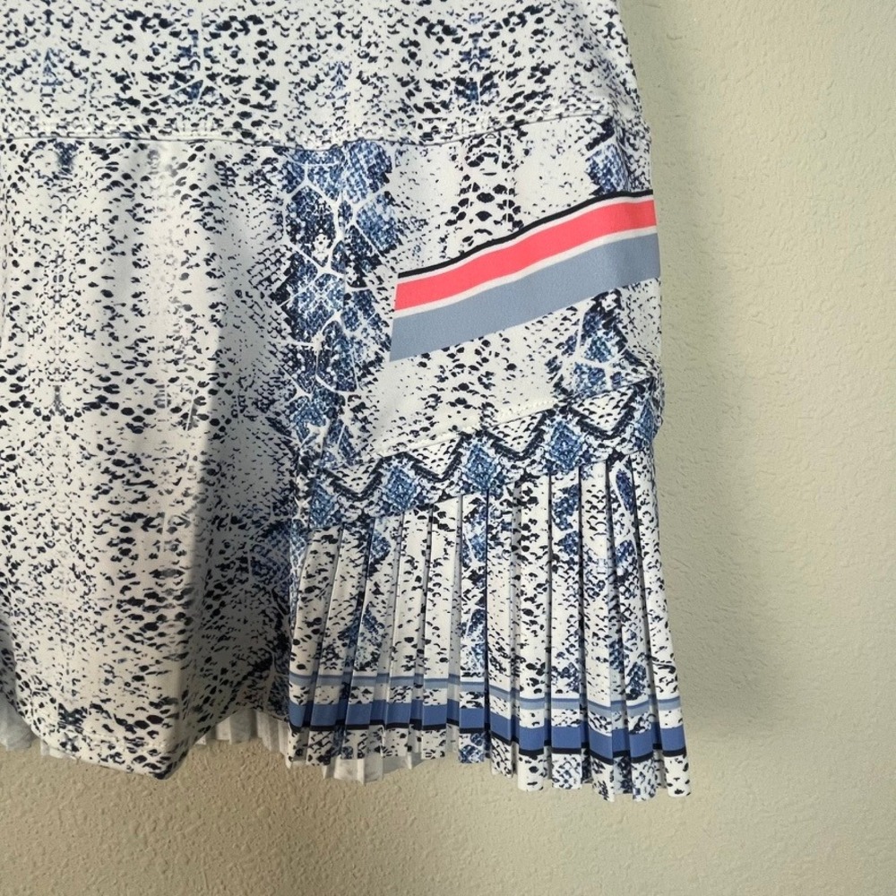 Lucky in Love Womens Tennis Skirt M Snake Print Pleated Athletic Skort Blue - Picture 2 of 9